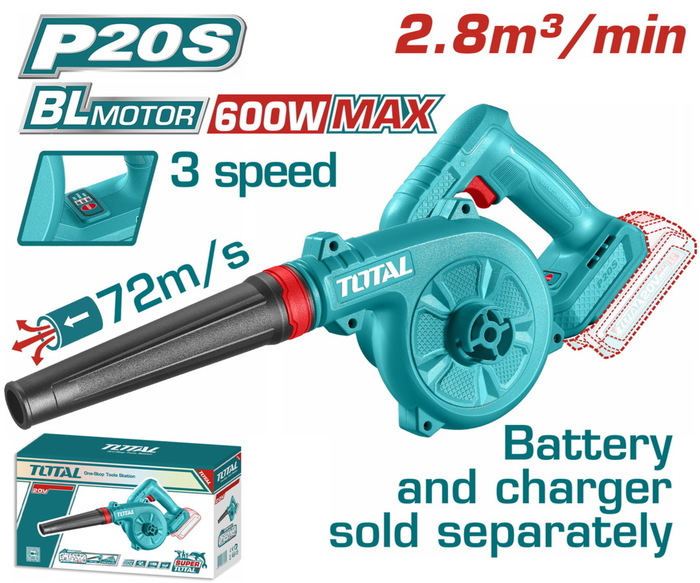 TOTAL ΕΠΑΓΓ. ΦΥΣΗΤΗΡΑΣ ΜΠΑΤ. Li-ion 20V ΧΩΡΙΣ ΜΠΑΤΑΡΙΑ & ΦΟΡΤΙΣΤΗ BL Motor (TABLI2068)