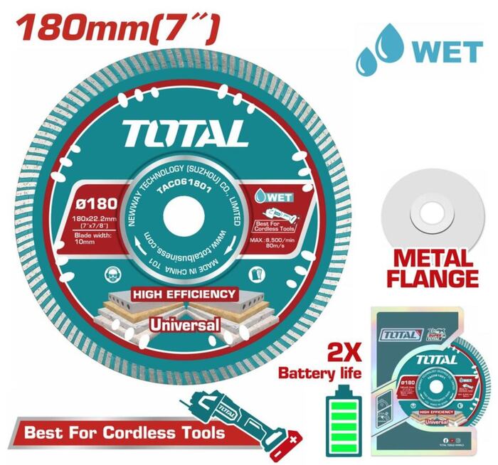 TOTAL ΕΠΑΓΓ. ΔΙΑΜ/ΣΚΟΣ ΥΓΡΑΣ ΚΟΠΗΣ 180 Χ 22.2mm Χ 2.2mm ΛΕΠΤΟΣ (TAC061801)