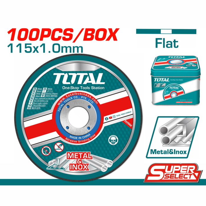 TOTAL Abrasive metal cutting disc set 115 X 1mm 100pcs (TAC210115100)