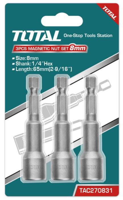 TOTAL 3 Pcs magnetic nut set 8mm (TAC270831)