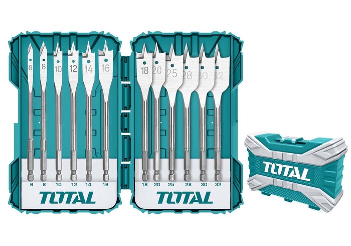 TOTAL 12PCS FLAT WOOD DRILL BITS SET (TACSDL1201)