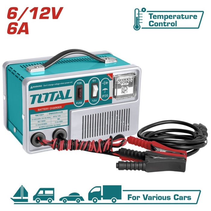 TOTAL Battery charger 6/12V / 40-90A (TBC1501)