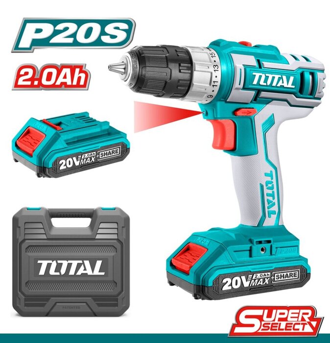 TOTAL CORDLESS DRILL Li - ion 20V / 2Ah / 45Nm (TDLI200215)