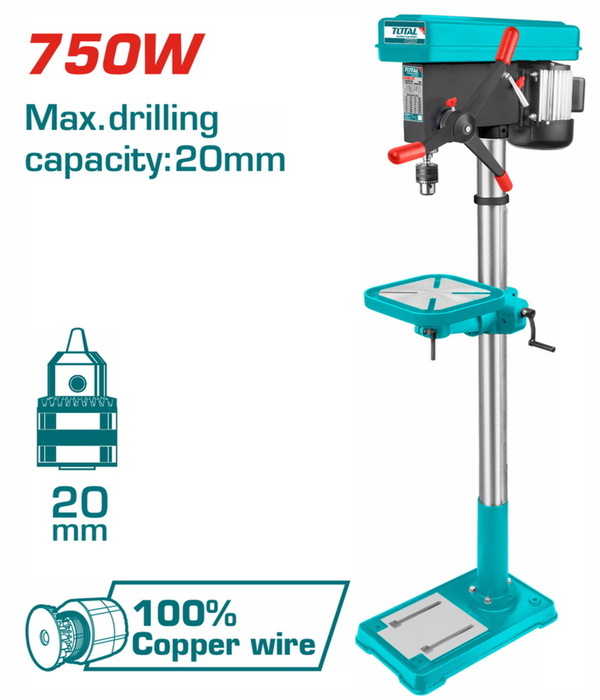 TOTAL Drill press 750W / 1.60m (TDP207505)