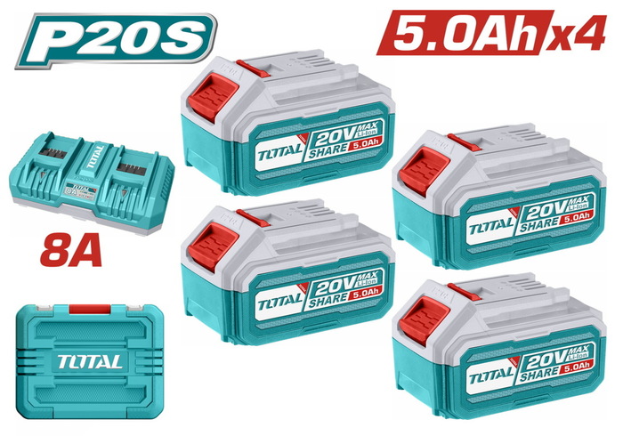 TOTAL ΕΠΑΓΓ. ΣΕΤ 4τεμ ΜΠΑΤ. TFBLI2053 Li-ion 20V / 5Ah + 1τεμ ΤΑΧΥΦΟΡΤΙΣΤΗΣ TFCLI2082 (TFBCLI20285E)