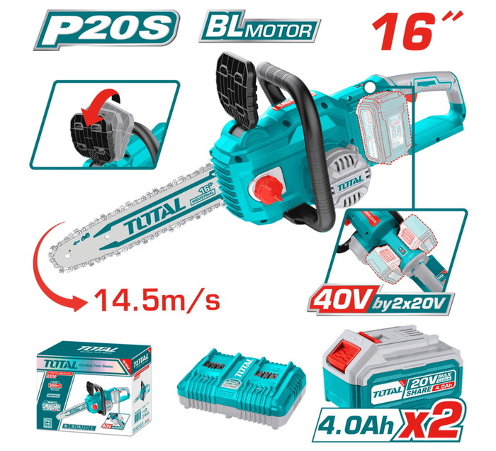 TOTAL Lithium-Ion chain saw 40V (TGSLI401682)