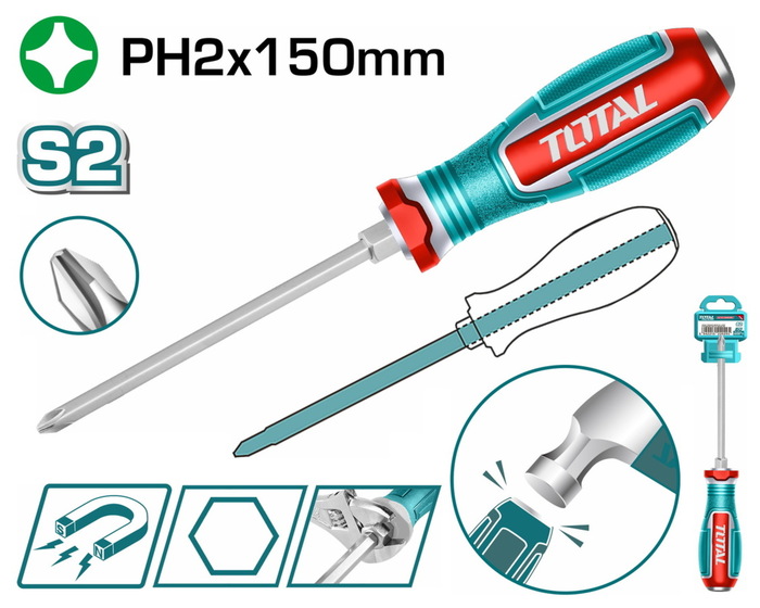 TOTAL Phillips go-through screwdriver (TGTPH2150)