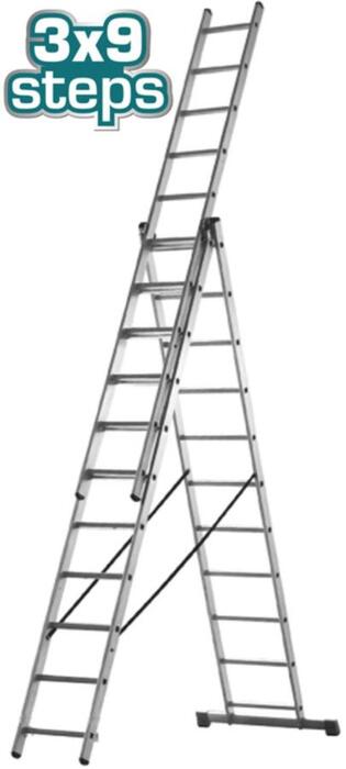 TOTAL 3 SECTION EXTENTION LADDER 3X9 STEPS (THLAD03391)