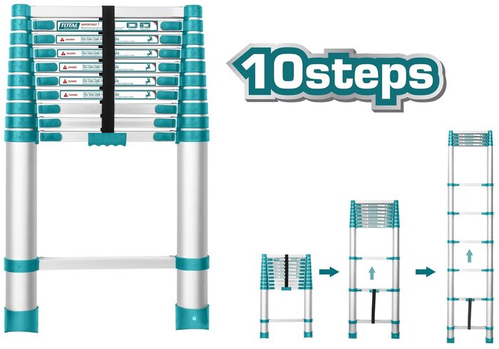 TOTAL Telescopic Ladder 10 steps (THLAD08101)