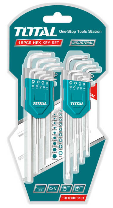 TOTAL SET HEX KEY + TORX KEY 18 PCS (THT106KT0181)