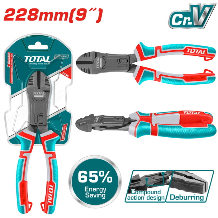 TOTAL Compound action diagonal cutting pliers 228mm (THTC530906)