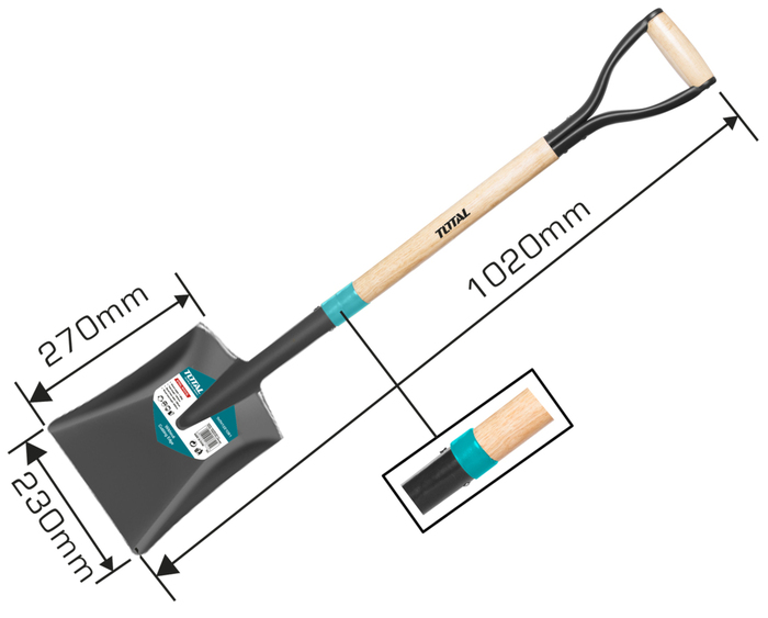 TOTAL STEEL SHOVEL WITH WOODEN HANDLE (THTHW0102)