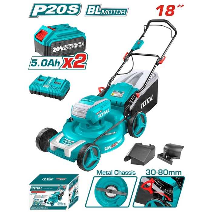 TOTAL Lithium-ion lawn mower 2X20V / 46cm (TLMLI20182)