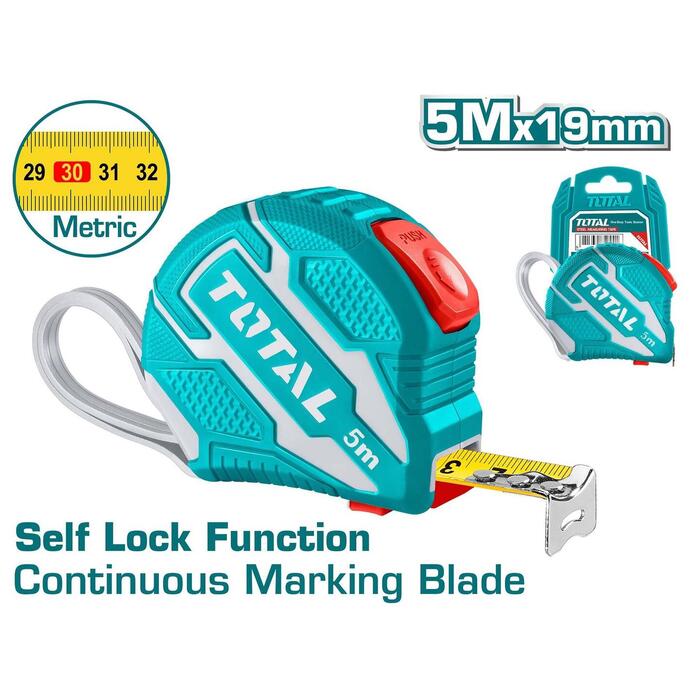 TOTAL MEASURING TAPE 5m X 19mm METRIC (TMT126251M)