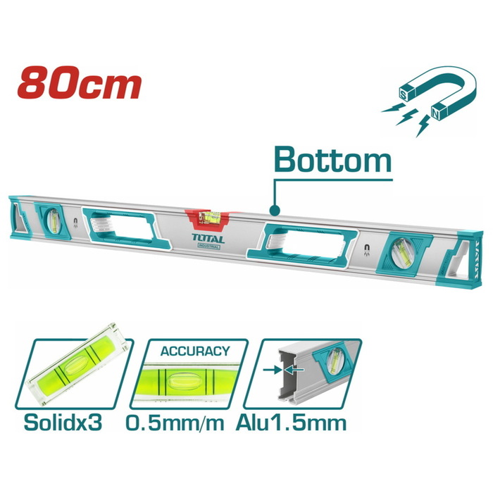 TOTAL Spirit level with powerful magnets 80cm (TMT28086M)