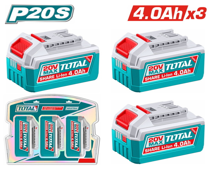 TOTAL ΕΠΑΓΓ. ΣΕΤ 3τεμ ΜΠΑΤ. TFBLI2002 Li-ion 20V / 4Ah (TOSLI251296E)