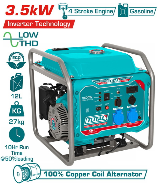 TOTAL ΕΠΑΓΓ. ΗΛΕΚΤΡΟΓΕΝΝΗΤΡΙΑ ΒΕΝΖ. INVERTER 3.500W (TP340006)