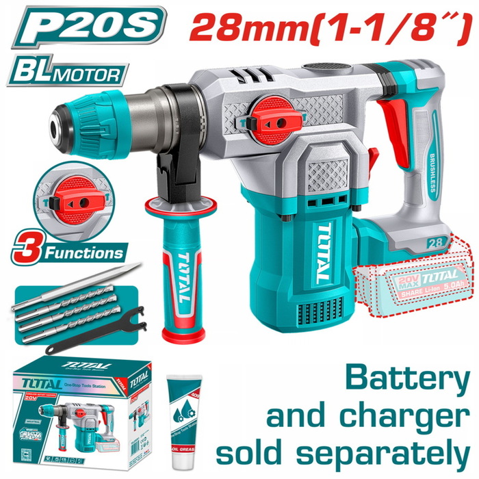 TOTAL ΕΠΑΓΓ. ΠΝΕΥΜΑΤΙΚΟ ΠΙΣΤΟΛΕΤΟ ΜΠΑΤ. Li-ion 20V / 28mm ΧΩΡΙΣ ΜΠΑΤΑΡΙΑ & ΦΟΡΤΙΣΤΗ (TRHLI20286)