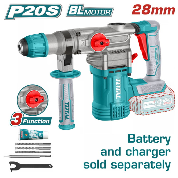 TOTAL Lithium-Ion rotary hammer 20V (TRHLI20288)