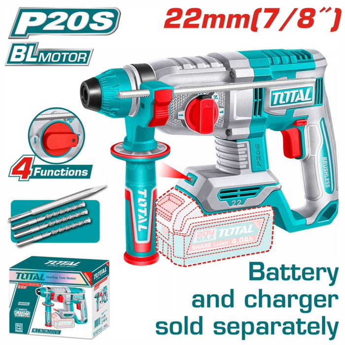 TOTAL ΕΠΑΓΓ. ΠΝΕΥΜΑΤΙΚΟ ΠΙΣΤΟΛΕΤΟ ΜΠΑΤ. Li-ion 20V / 22mm ΧΩΡΙΣ ΜΠΑΤΑΡΙΑ & ΦΟΡΤΙΣΤΗ (TRHLI21228)