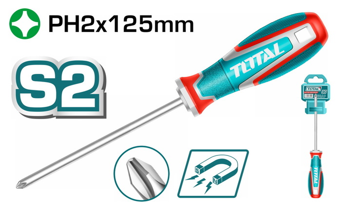 TOTAL ΕΠΑΓΓ. ΚΑΤΣΑΒΙΔΙ ΜΑΓΝΗΤΙΚΟ ΣΤΑΥΡΟΥ PH2Χ125mm (TSDPH2125)