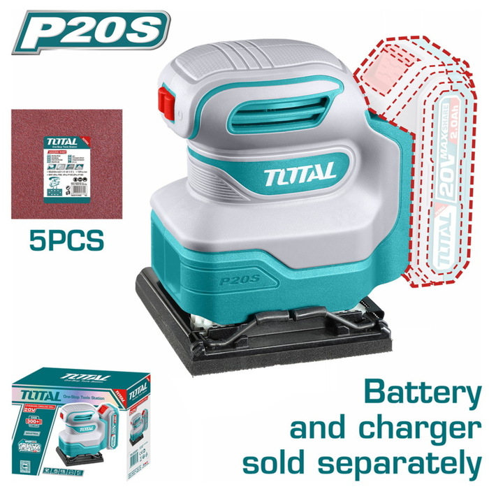 TOTAL Cordless sheet sander Li-ion 20V (TSHSLI2014)