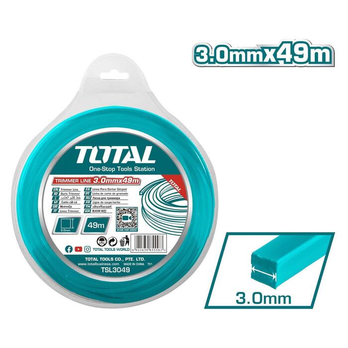 TOTAL TRIMMER LINE SQUARE 3mm - 49m (TSL3049)