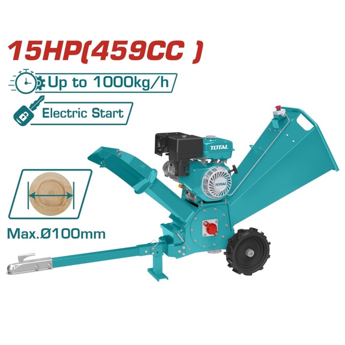 TOTAL Gasoline wood chipper 459cc / 15HP / 100mm (TWCS3102)