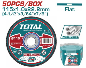TOTAL ΔΙΣΚΟΣ ΚΟΠΗΣ ΙΝΟΧ/ΜΕΤΑΛΛΟΥ 115 Χ 1mm 50TEM ΣΕ ΠΛΑΣΤΙΚΟ ΚΟΥΤΑΚΙ (TAC20111550)