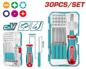 TOTAL 30 Pcs Interchangeable screwdriver and bits set (TACSD30306)