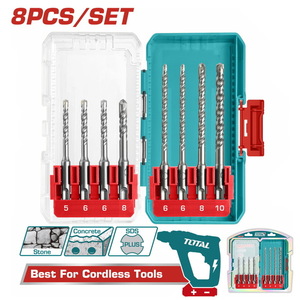 TOTAL 8 Pcs SDS plus hammer drill bits set (TACSDL11806)