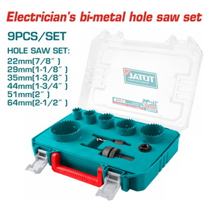 TOTAL 9 Pcs Electrician's bi-metal hole saw set (TACSH0092)