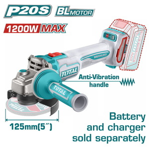 TOTAL ΕΠΑΓΓ. ΓΩΝΙΑΚΟΣ ΤΡΟΧΟΣ ΜΠΑΤ. Li-ion 20V / 125mm ΧΩΡΙΣ ΜΠΑΤ & ΦΟΡΤΙΣΤΗ BL Motor (TAGLI212027E)