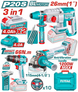 TOTAL 3 Pcs Cordless combo kit (TCKLI202598E)
