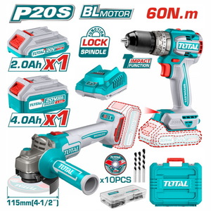 TOTAL Cordless 2 pcs combo kit Li-ion 20V / 4Ah + 2Ah (TCKLI20273E)