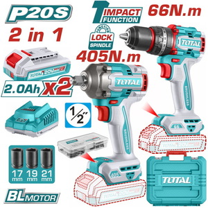 TOTAL Cordless 2 pcs combo kit (TCKLI20286E)
