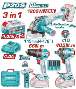 TOTAL 3 Pcs Cordless combo kit (TCKLI20358E)