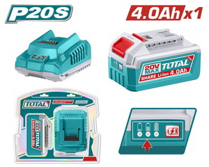 TOTAL Lithium-Ion battery and charger kit (TFBCPK1012E) 