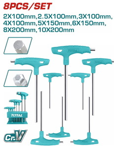 TOTAL 8 Pcs T-handle ball point hex wrench set