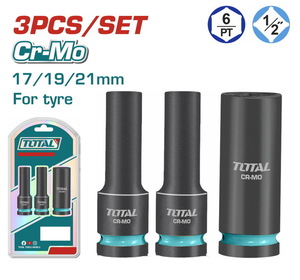 TOTAL 3 Pcs 1/2"Dr. Deep impact socket set (THKISD12042L)