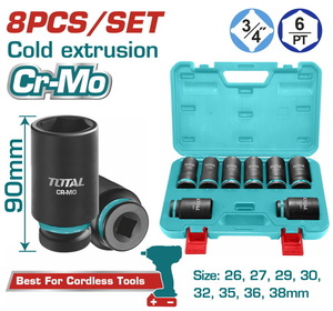 TOTAL 8 Pcs 3/4"DR. deep impact socket set (THKISD34082L)