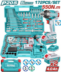 TOTAL 172 Pcs Cordless impact wrench tools set (THKTHP41728E)