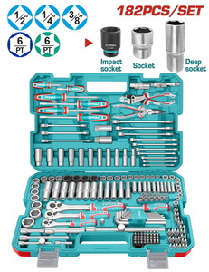 TOTAL ΕΠΑΓΓ. ΚΑΣΕΤΙΝΑ ΚΑΡΥΔΑΚΙΑ 1/4"-3/8"-1/2" & ΕΡΓΑΛΕΙΑ ΧΕΙΡΟΣ 182ΤΕΜ (THKTHP61827)