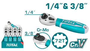 TOTAL stubby ratchet handle 1/4