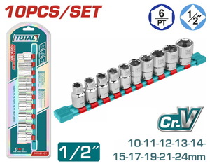 TOTAL 10 Pcs 1/2" socket set (THT121101)
