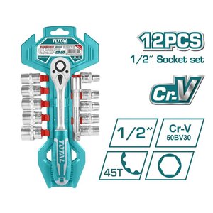 TOTAL 12PCS 1/2" SOCKET SET (THT141121)