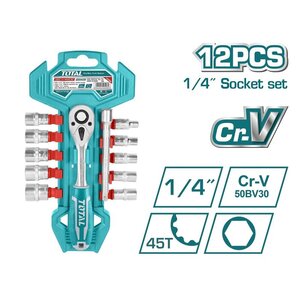 TOTAL 1/4" SOCKET SET 12PCS (THT14114126)