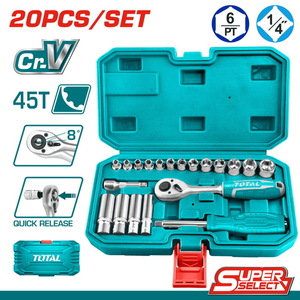 TOTAL 20 Pcs 1/4" socket set (THT141201)