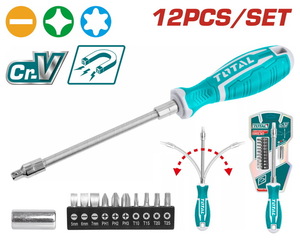 TOTAL 12 Pcs flexible shaft screwdriver set (THT250FL1206)