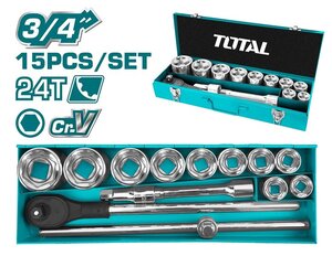 TOTAL 15PCS 3/4" SOCKET SET (THT341151)